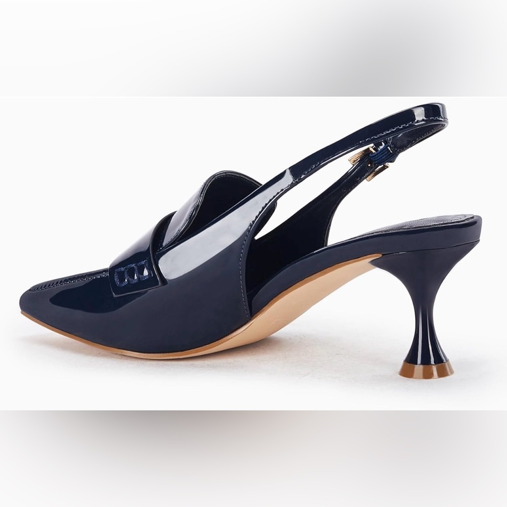 Coutgo Women's Pointed Toe Sandals Slingback Kitten Heel Pumps Slip On Ankle - Picture 2 of 8